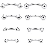 Ovxznts 14G Snake Eyes Piercing Jewelry Tongue Curved Barbell Surgical Steel Belly Button Ring Eyebrow Piercing Jewelry Vertical Labret Lip Jewelry for Women Men Bar Length 8mm 10mm 12mm 14mm