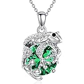 KQF Frog Necklace with Birthstone 925 Sterling Silver Frog Pendant Necklace Jewelry Present for Women