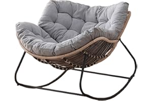 Virplik Patio Rocking Chairs,Lounge Chair Outdoor,Reading Chair with Cushion for Bedroom/Living Room/Porch/Garden