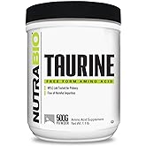 NutraBio Taurine Powder 500g | Pure Free-Form L-Taurine Amino Acid Supplement | Supports Cellular Health, Energy, and Wellness | Non-GMO, USP Grade