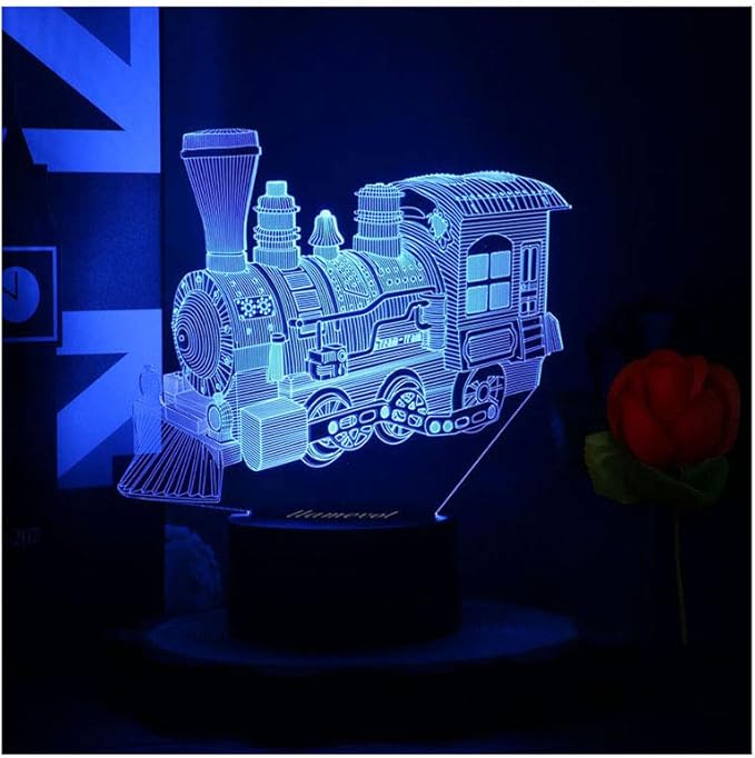 Toy Train Night Light for Kids LED Table Lamp 3D Illusion Optical Car