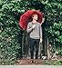 EEZ-Y Travel Umbrellas for Rain - Wind Resistant w/Open Close Button - Red