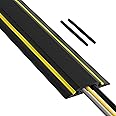 D-Line 6ft Floor Cord Cover, Made in USA Linkable Cable Protector, Hide Extension Cords, Protect Cords, Prevent Cable Trips, Cord Hider, Heavy Duty - Cord Cavity = 1.18" (W) x 0.39" (H), Black/Yellow