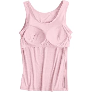 Nantdog Tank Tops with Built in Bras Womens Casual Summer Basic Cotton Padded Sports Shirts Breathable Workout Yoga Camisole