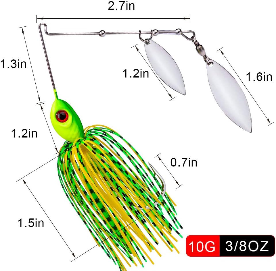Spinnerbait Fishing Lure, Hard Metal Jig Spinner Baits Kits Swimbait for Bass Trout Pike Salmon Walleye Freshwater Saltwater 0.35oz : Sports & Outdoors