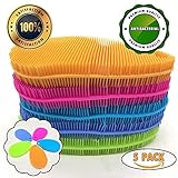 FTeam Silicone Sponge Dish Scrubber Brush for Kitchen, Antibacterial Multifunctional Non Stick Cleaning Sponge, Pot Dish Cup Bowl Cleaner Brush, Fruit and Vegetable Cleaner, Mix Colors (Pack of 5)