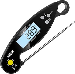 Habor Digitales Bratenthermometer, IPX6-wasserdicht Küchenthermometer, Faltbar Instant Read Fleischthermometer mit LCD-Bildschirm, Grillthermometer für Braten, BBQ, Backen, Baby-Ernährung
