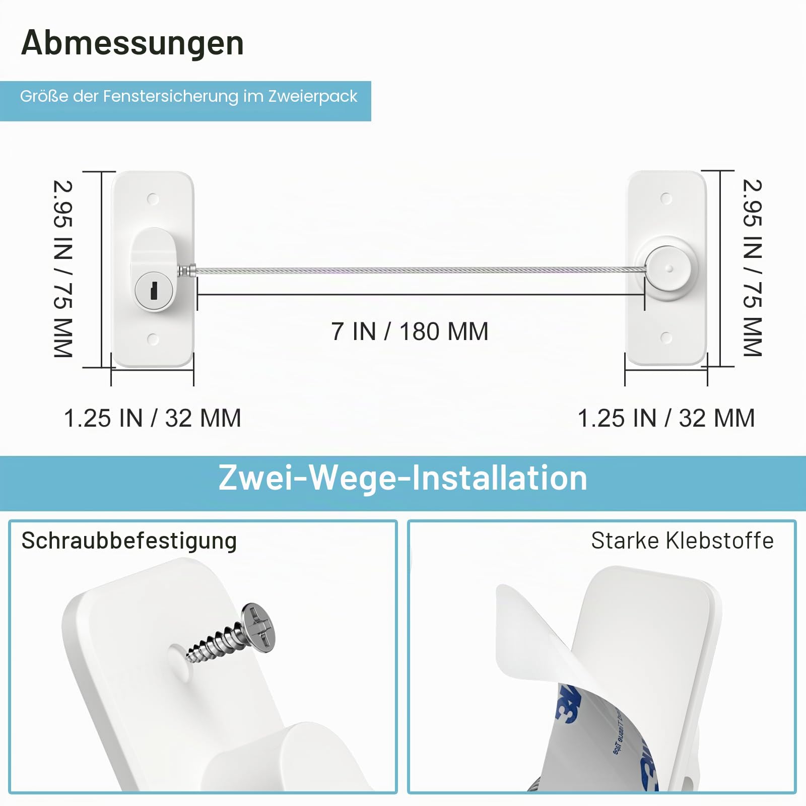 AOSITE Fenstersicherung Kinder Ohne Bohren für Fensterschutz Kühlschrank Schranktüren 2 Stück Fensterschloss nur Kippen Fensterschutz Kinder Selbstklebend oder Schrauben Safety Lock Pet Childproof 6