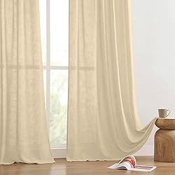 Joydeco Linen Curtains 108 Inch Length 2 Panels