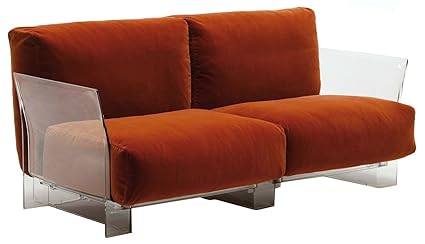 Kartell Pop Outdoor Dreisitzer, weiß Stoff Sunbrella wetterfest Gestell schwarz 255x70x94cm