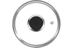 Healvian Tempered Glass Pan Lid 6 Inch Pot Cover with Stainless Steel Rim and Heatproof Handle for Steaming