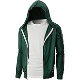 Ohoo Mens Slim Fit Super Thin Zip Up Hoodie with Pocket Long Sleeve Hooded Sweatshirt