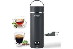 Sekaer Travel Portable Electric Kettle, Small Tea Kettle Coffee Mini Hot Water Boiler, 400mL & 304 Stainless Steel, with 4 Variable Presets and Auto Shut-Off SKE-840G