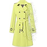 Betusline Women's Double Breasted Waterproof Trench Coat Classic Lapel Overcoat with Belt