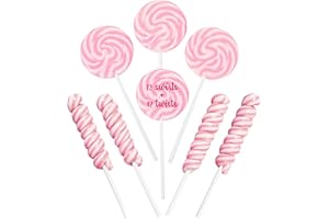 RBBZ PARTY Pink Candy - 12 Swirl And 12 Twisty Lollipops - PACK 24 Suckers Individually Wrapped - Candy Buffet