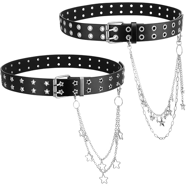 Sacina Black PU Leather Belt With Detachable Chain, Emo Punk  display picture 3