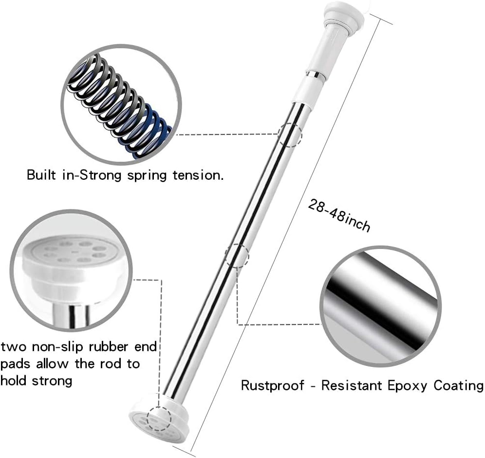 Amazon Com Goodtou Tension Rod 28 To 48 Inches Stainless Steel 1 Round Shower Tension Rods Tension Curtain Rod Spring Tension Rods Adjustable Closet Rod 2 Pack Home Improvement