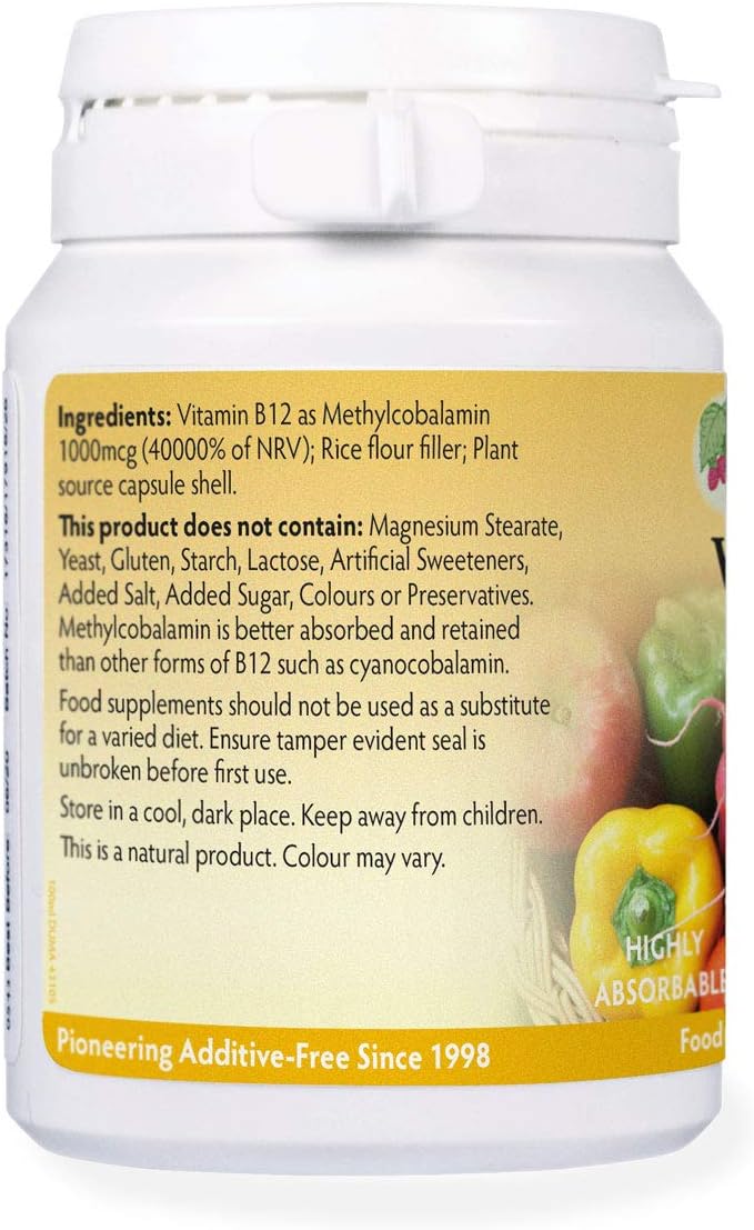Vitamin B12 Methylcobalamin 1000µg 180 Capsules, Magnesium Stearate Free & No Nasties - Image 3