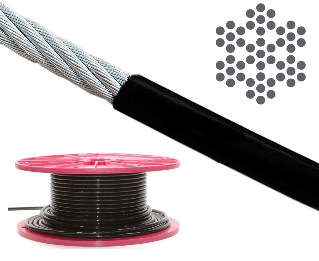 Sbds 100フィート ウェイトリフティングn Pullingケーブルfor Excercise Eqpt ブラック亜鉛メッキナイロンコーティングスチールケーブル Heavy Dutyスチールワイヤ3 16 または1 4 Dia 3 16 B07g5fm35j フィットネスマシン 世界有名な Anoual Ma