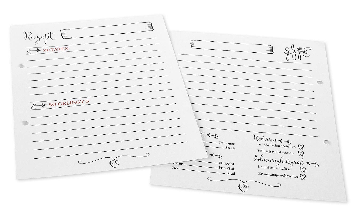 Goldbuch Sheets Eat, Drink & Be Happy, 25 Cards for Writing Yourself, Replacement templates, A5 Inserts for Recipes folders, Leaves, -Set, ca. 15,5 x 21 cm