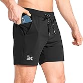 BROKIG Men's Lightweight Gym Shorts with Zip Pocket,Stretch Fitted Quick Dry Athletic Shorts Men for Workout Exercise