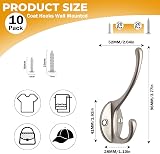 GlazieVault Satin Nickel Coat Hooks Set of 10 Heavy Duty Wall Mounted view 2