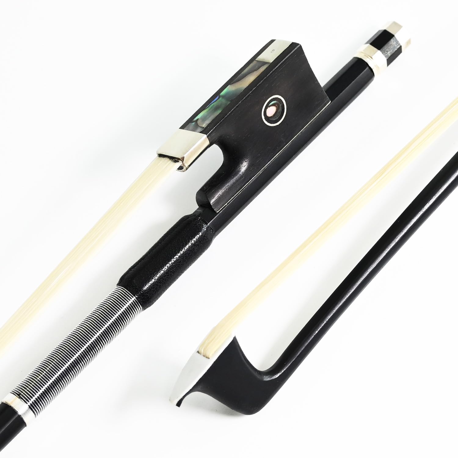 Photo 1 of Carbon Fiber Violin Bow Half 1/2 Size VINGOBOW 100V Advanced Level 62cm Parisian Eyes Ebony Frog Real Mongolian White Horse Hair Warm Clear Tone Straight Smooth Screw Great Flexibility