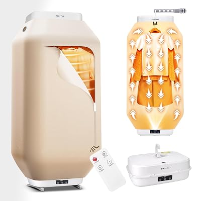 Portable Clothes Dryer - Upgrade Foldable Mini Clothes Dryer Machine with Adjustable Clamp Hanger, Hanging & Standing Design, Remote Control, Small Travel Dryer for Apartments, RV