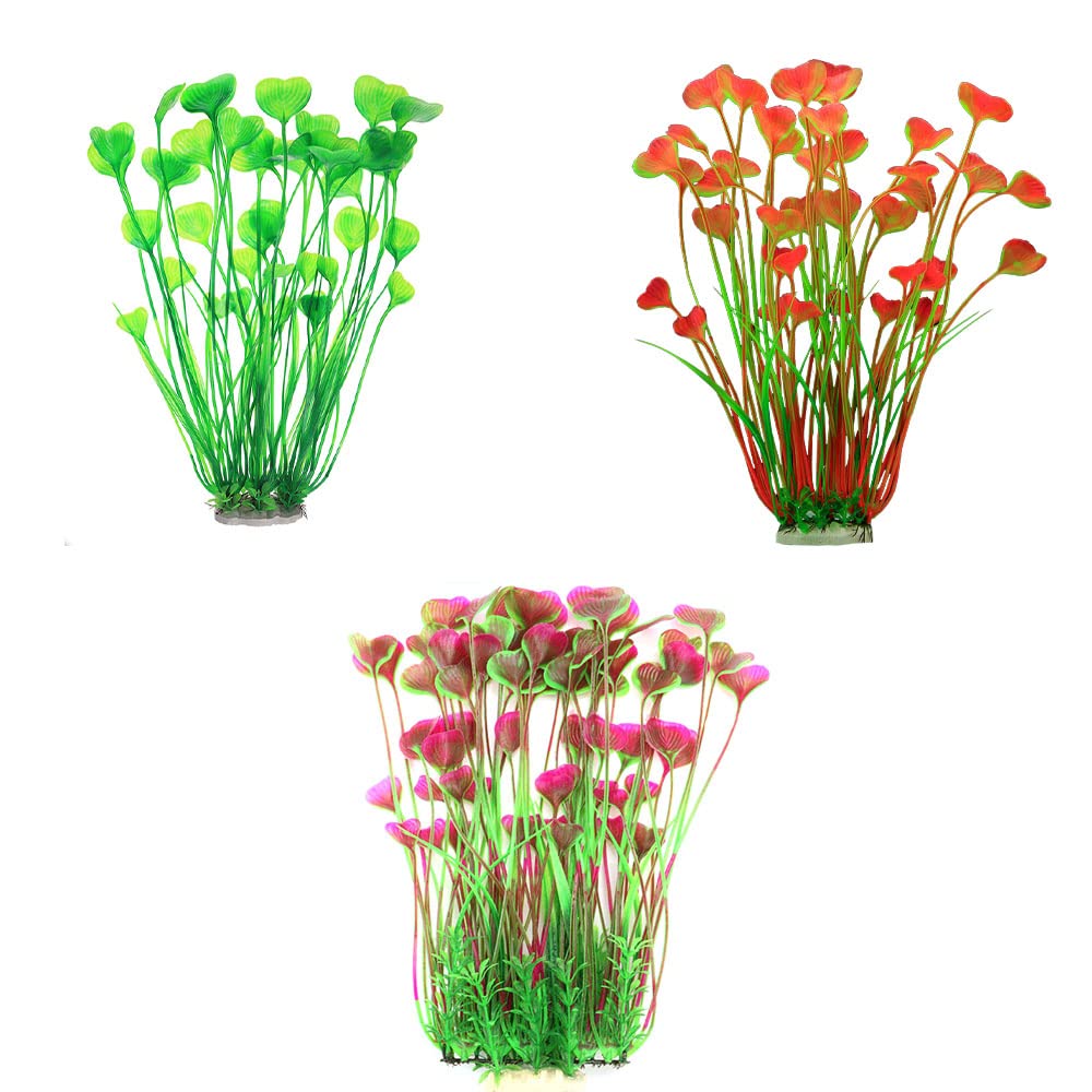 CENPEK Artificial Aquarium Plants, 3 Pcs Fish Tank Aquatic Plants Decorations, Plastic Aquarium Water Plants Ornaments, Underwater Plants Decorations