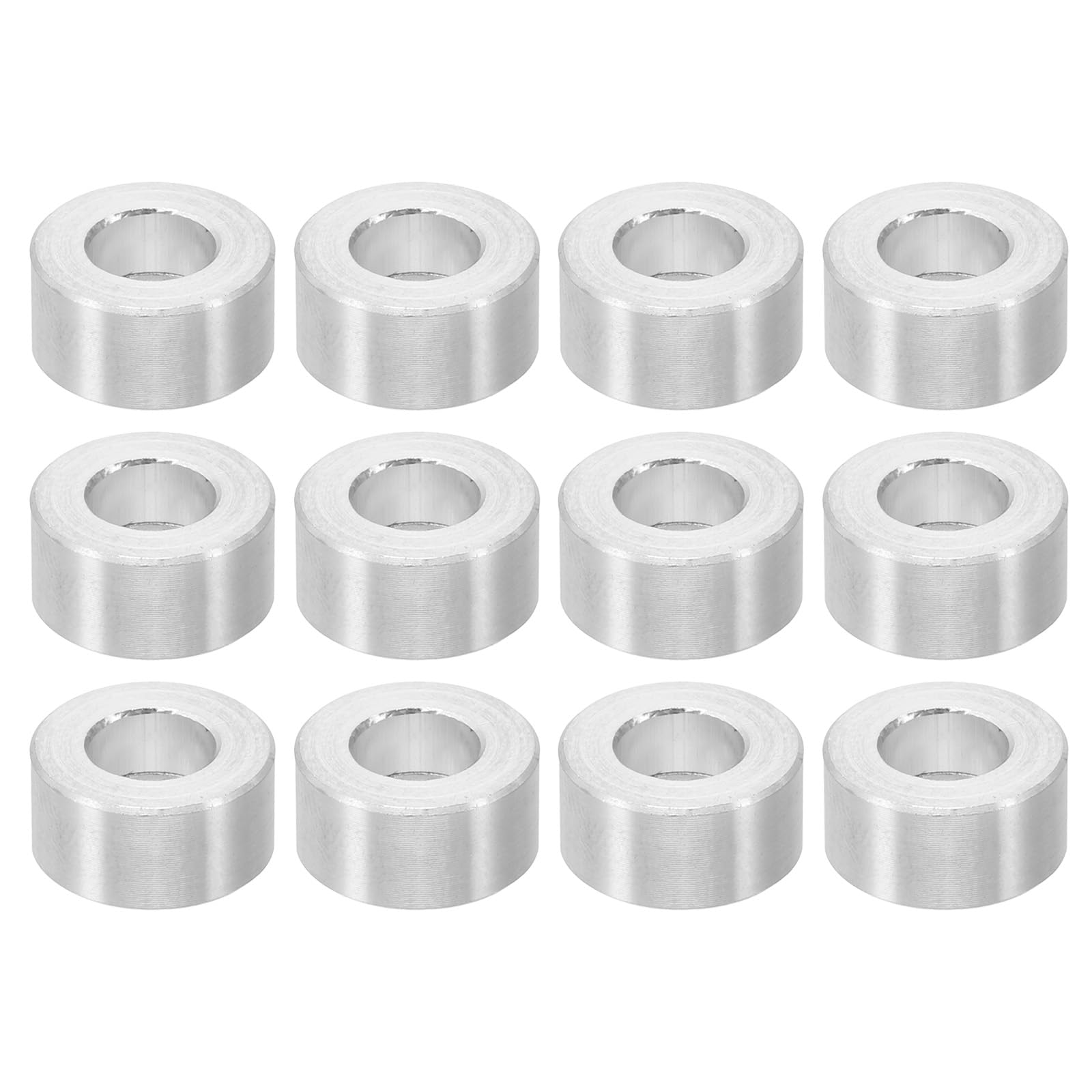 PATIKIL M6 Aluminum Spacers, 12 Pcs Metal Spacers Aluminum 6.2mm ID x 12mm OD x 6mm l Aluminum Spacer Screw Standoff Round for 1/4 or M6 Screw Bolts