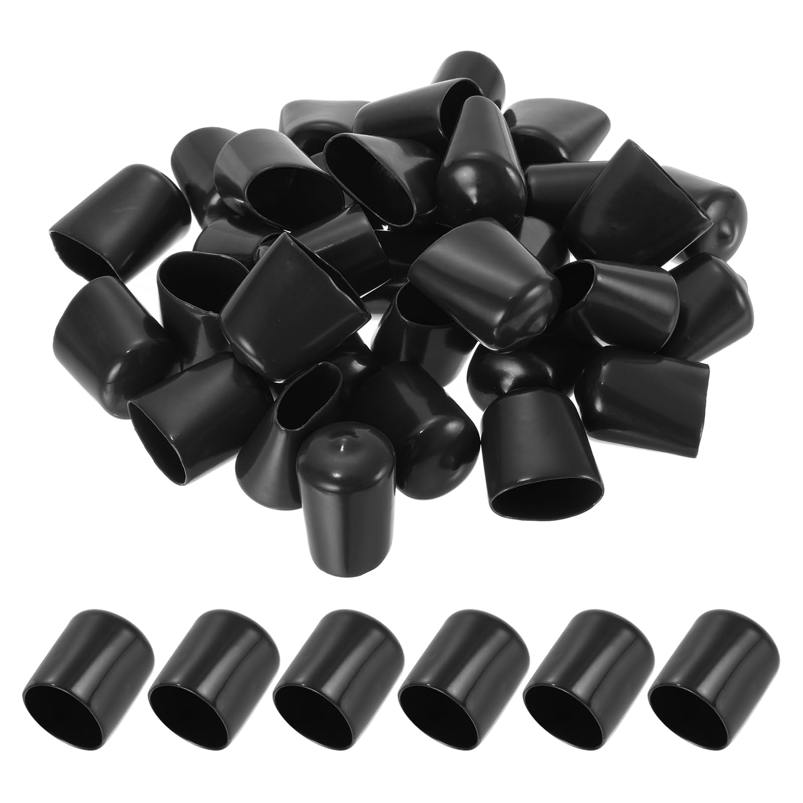 PATIKIL 22MM Vinyl Rubber End Caps, 20 Pack Flexible Bolt Screw Covers Caps Round Thread Protector Caps for Metal Tubing Rod Bolts, Black