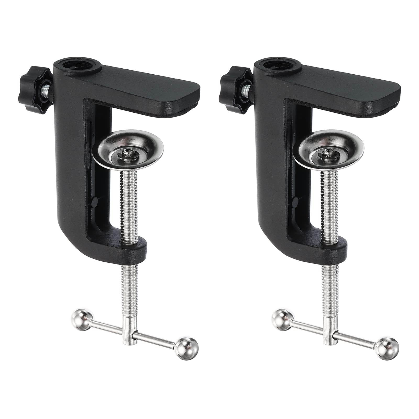 PATIKIL 0.49" Hole Dia. Desk Clamp, 2 Pcs Universal Bracket Adjustable C-Clamp Base for Microphone Mic Arm Table Lamp Mount Holder, Black