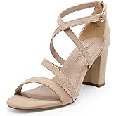 DREAM PAIRS Women’s Ankle Strap Dress Pump Low Chunky Heel Sandals