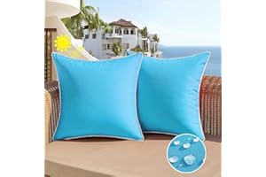 All Smiles Outdoor Waterproof Throw Pillow Covers 18x18 Set of 2 Sky Blue Decorative Patio Tent Bed Sofa Living Room Furniture Sunbrella Cushion Cases Outside Decor for Couch Garden Bench Porch