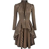 Women's Steampunk Long Striped Jacket Renaissance Victorian Gothic Blazer Jacket Coat