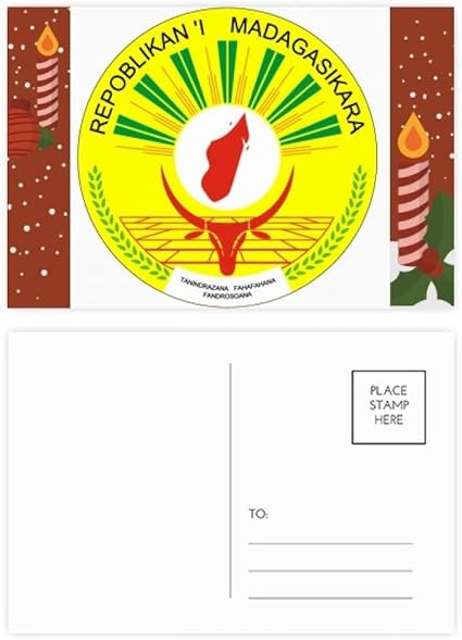 Amazon マダガスカル アフリカ国旗 クリスマスキャンドル グリーティングポストカード おめでとう 郵送カード ポストカード 絵柄付はがき 文房具 オフィス用品