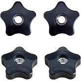 4 Pcs Star Knobs, 3/8-16 Knob Through Hole Hand Tighten (3/8''-16) | Clamping Knobs Plastic Black Threaded Nuts for Umbrella Base T Track Bolts Jig Mechanical Equipment