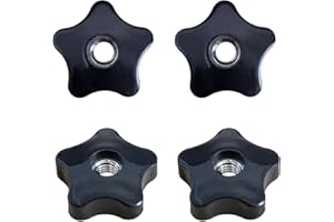 ZSUCUN 4 Pcs Star Knobs, 3/8-16 Knob Through Hole Hand Tighten Clamping Knobs Plastic Black Threaded Nuts for T Track Bolts, Jig, Mechanical Equipment (3/8''-16)