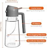 YARRAMATE 2-in-1 Olive Oil Sprayer Glass Bottle 16oz Grey view 8