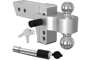 IFOKA Adjustable Trailer Hitch, Fits 2.5 Inch Receiver, 4 Inch Drop Hitch, 18,500 LBS GTW, Aluminum Forged Shank, 2 Inch & 2-5/16 Inch Balls, Towing Hitch for Heavy Duty Truck with Double Lock Pins