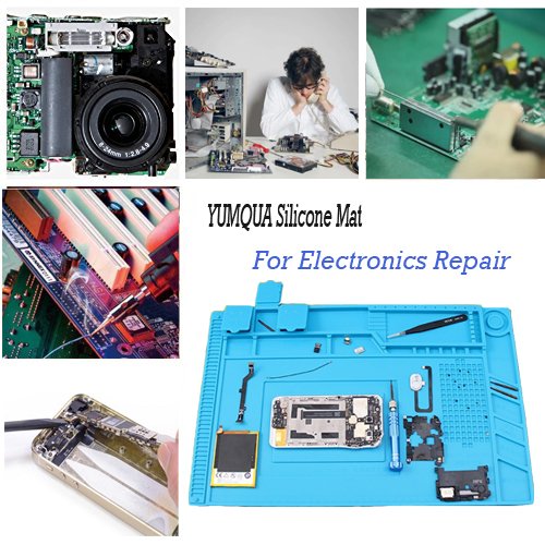 Soldering Mat, YUMQUA Magnetic Project Mat (11 x 17 inch) Heat Resistant Silicone Pad Insulation Solder Mat Welding Repair Tools Kit for Soldering Iron Station, Watch,Phone and Computer Repair