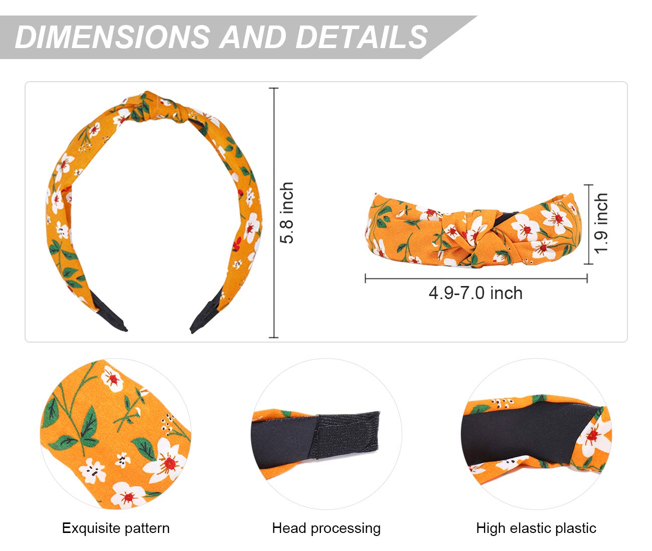 Headbands for Women and Girls Elastic Turban Knotted Design Hair Band 6 Pack Set Leopard Print and Other Different Styles Fashion Headbands : Beauty