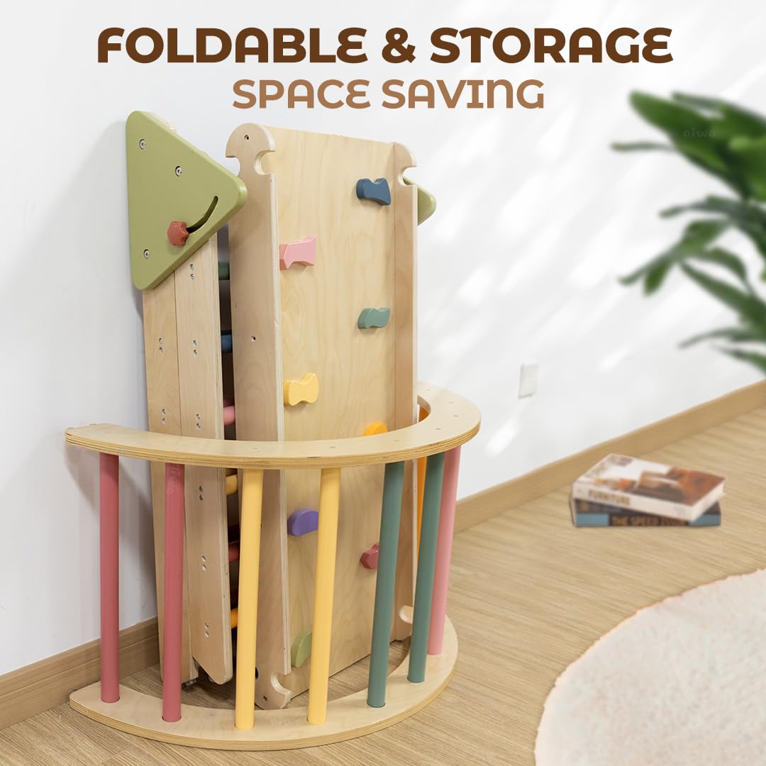 aiwo 7-in-1 Pikler Triangle Set Toddler Climbing Toys Indoor, Montessori Baby Climbing Gym, Climbing Set for Toddlers 1-3 Jungle Gym