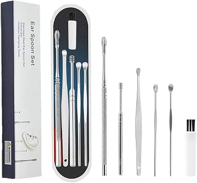 CCLKHY Ear Wax Removal Kit 6 Pcs Stainless Steel Ear Curettes with Storage Box