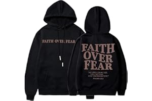 BANGELY Faith Over Fear Hoodie Women Christian Sweatshirt Graphic Christian Religious Sayings Sweater Bible Pullover Tops