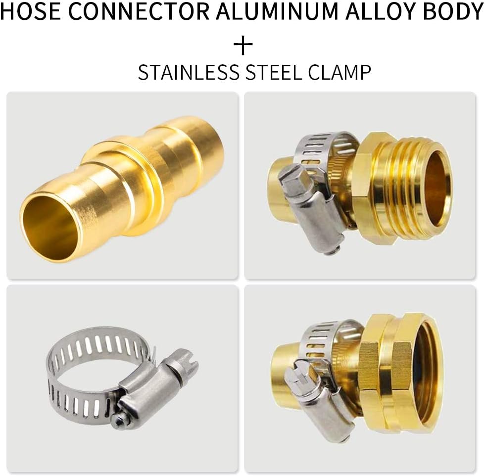 YYinno Hose Connector Garden Hose Repair Kit with Clamps, Garden Hose Fittings for 3/4 & 5/8 Inch Hoses, 3 Male Connectors + 3 Female Connectors + 1 Couplings : Garden & Outdoor
