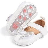 Meckior Infant Baby Girls Soft Sole Bowknot Princess Wedding Dress Mary Jane Flats Prewalker Newborn Light Baby Sneaker Shoes