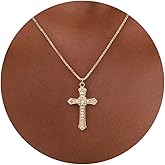 DCNCLADY Cross Necklace for Women - 14K Gold Plated/Silver Dainty Box Chain with Diamond Cross Necklace Jewelry Gift for Her