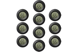 Rojuna 10-Pack Mini Thermometer Hygrometer, Small Digital Electronic Temperature Humidity Meters Gauge Indoor LCD Display for Humidors, Greenhouse, Garden, Cellar, Fridge, Mason Jar
