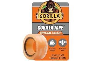 Gorilla Crystal Clear Tape, Duct, Utility, Non-Yellowing, Heavy Duty, Extra Thick Adhesive, Flexible, UV Temperature Resistan